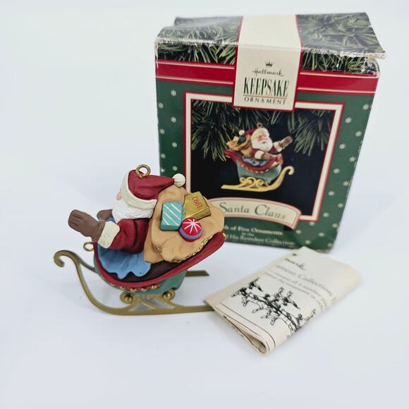 Lot of 2 Vintage 90s Hallmark Keepsake Ornaments Santa Claus & Prancer & Vixen - Picture 3 of 14